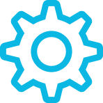 A blue gear is in the middle of a green background.